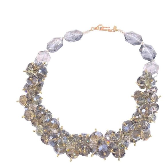 Kenneth Jay Lane Smokey Faceted Cluster Beaded Choker Necklace 18 Inches - Picture 2 of 8